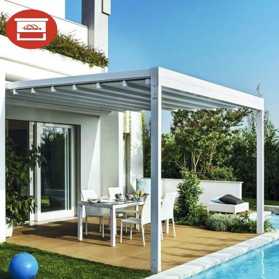 Waterproof Gazebo Pergola Roof Balcony Retractable Patio Awning With Led Lights