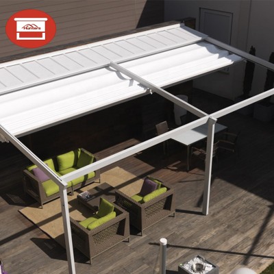 Exterior Removable Pergola Awnings For Retractable Roof LED Lights