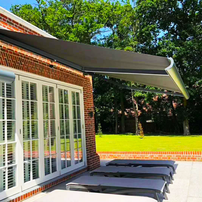 Outdoor Retractable full cassette electric awning with LED light